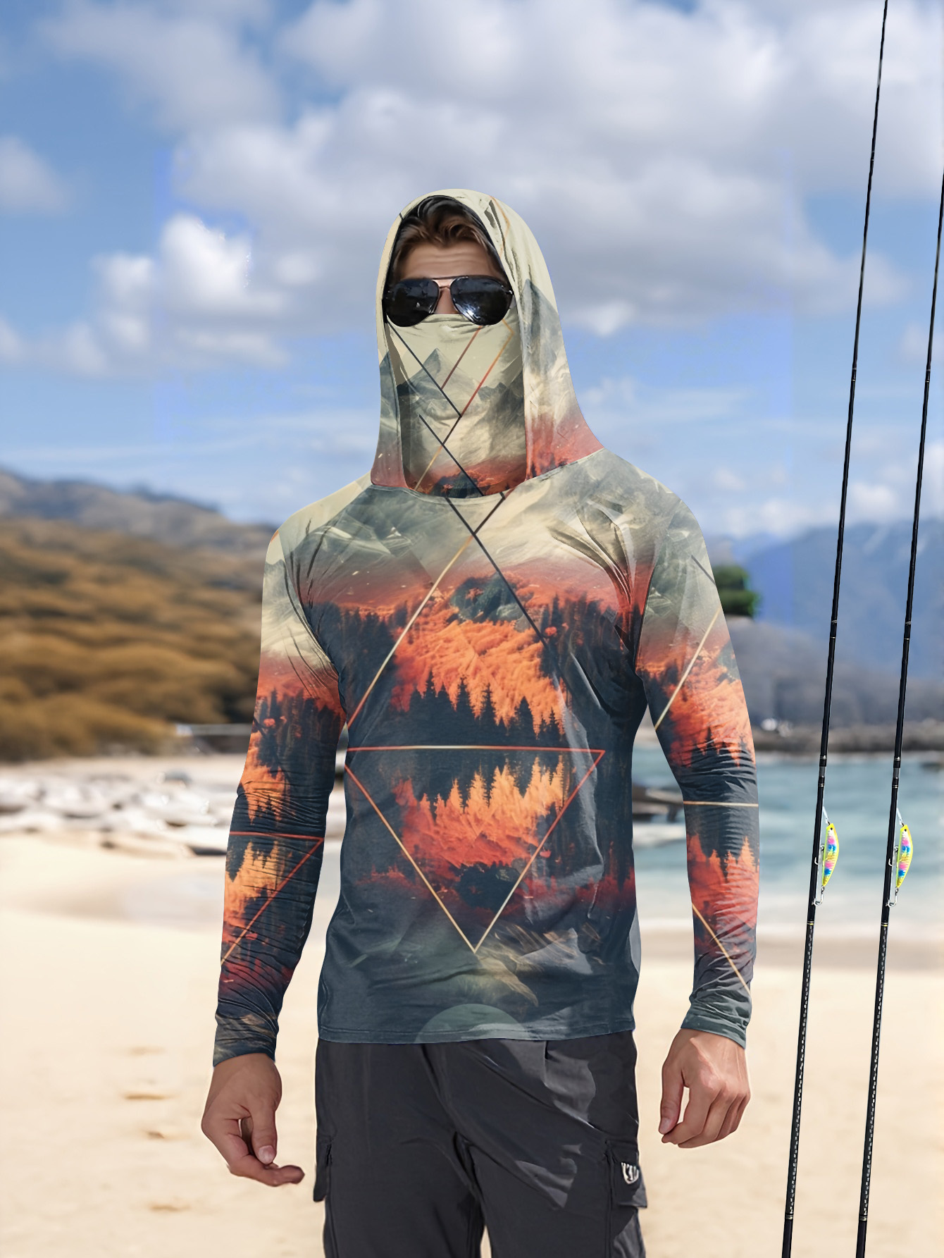 Summer Outdoor Clothing - Outdoor Men's Fishing Hoodie Built‑in Face