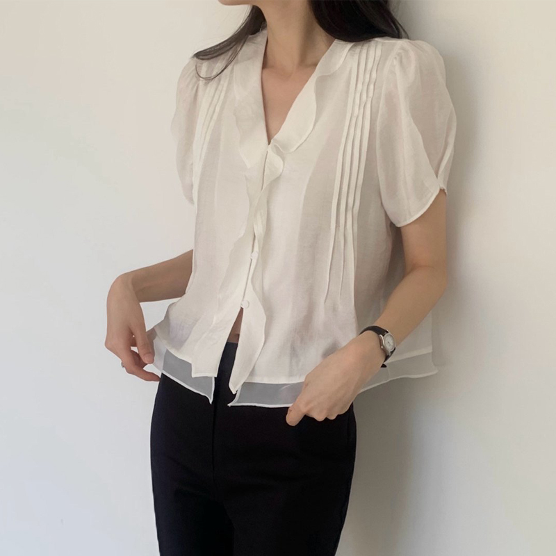 Summer Clothing Old Money - Korean Style Short Sleeve Single Button