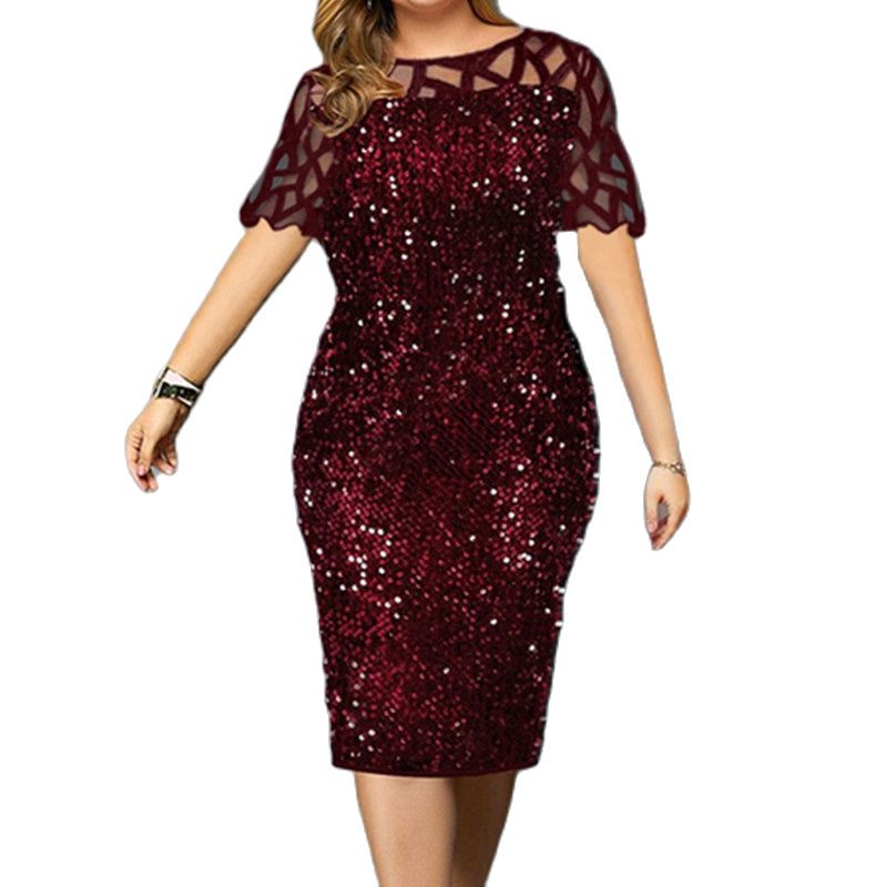 Summer Clothing For 70 Year Old Woman - 2022 Women Shiny Party Dresses M-5XL
