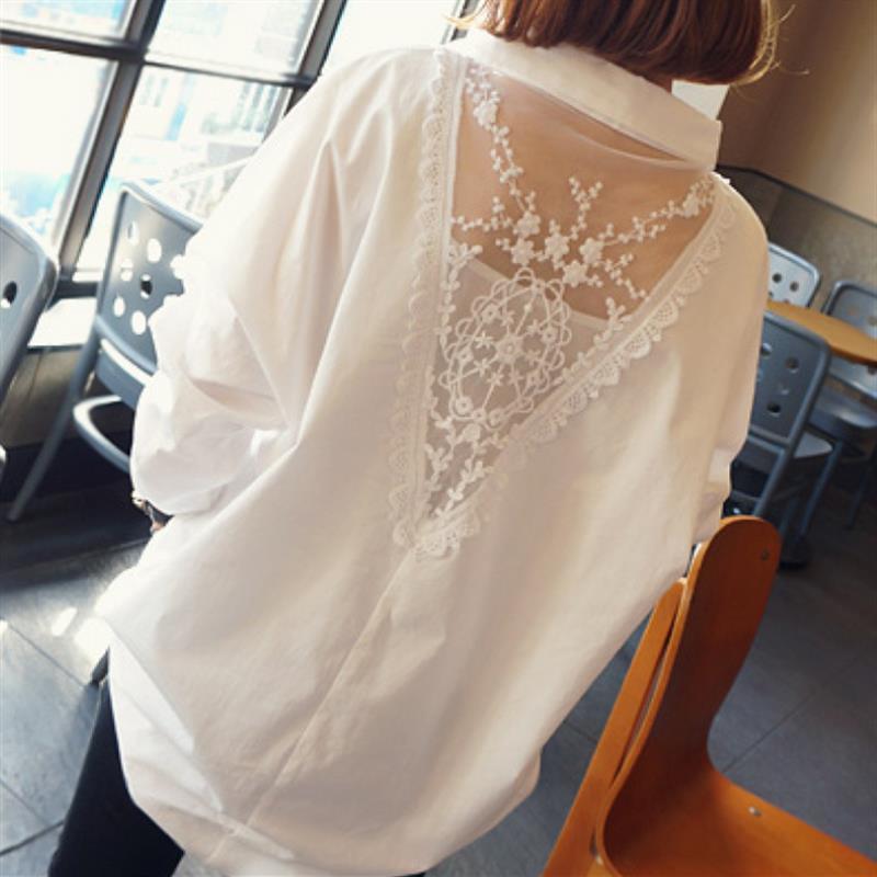 Summer Gauze Clothing - Fashion V-Neck Embroidery Gauze Spliced Hollow