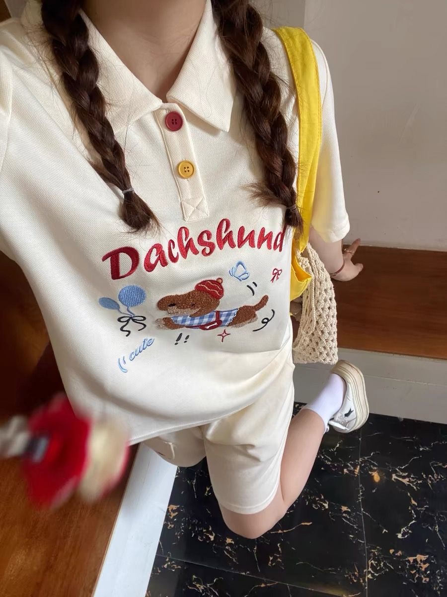 Summer Dog Clothing - Kawaii Embroidery Dog Japan Style Polo