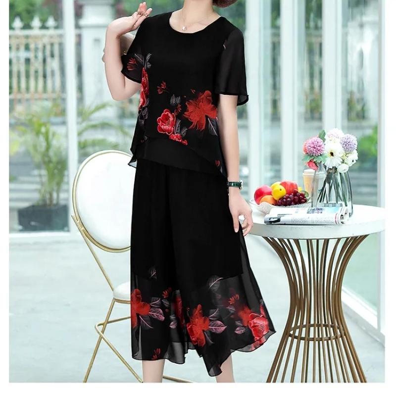 Elegant Fashion Floral Printin - Summer Clothing For 70 Year Old Woman recension och pris
