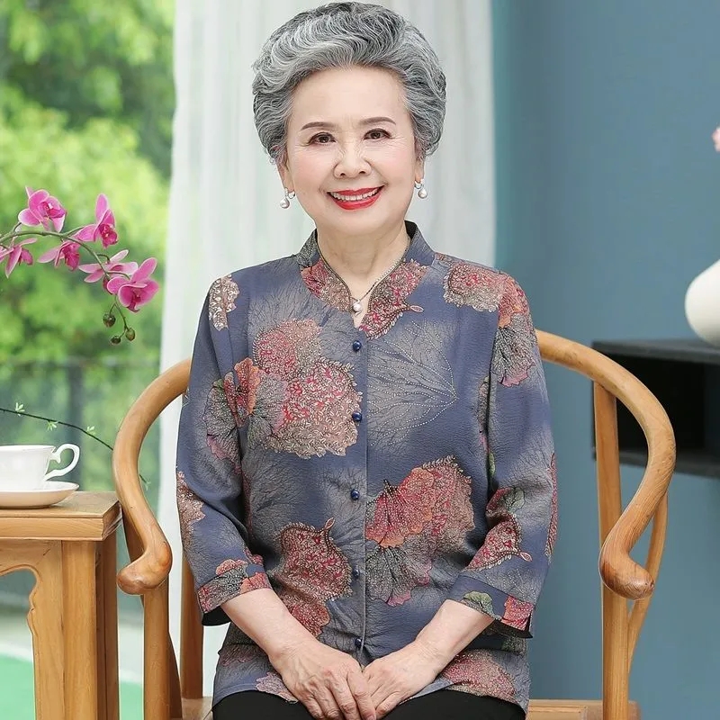 Elderly Grandma Shirts Blouse  - Summer Clothing Old Money recension och pris