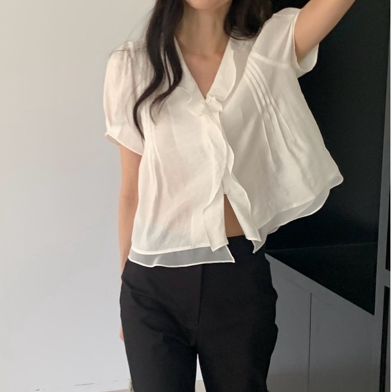 Korean Style Short Sleeve Sing - Summer Clothing Old Money recension och pris