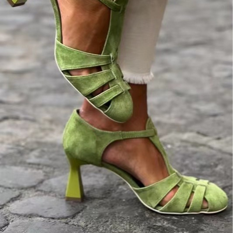 Women's Green Suede Kitten Hee - Summer Clothing Dress recension och pris