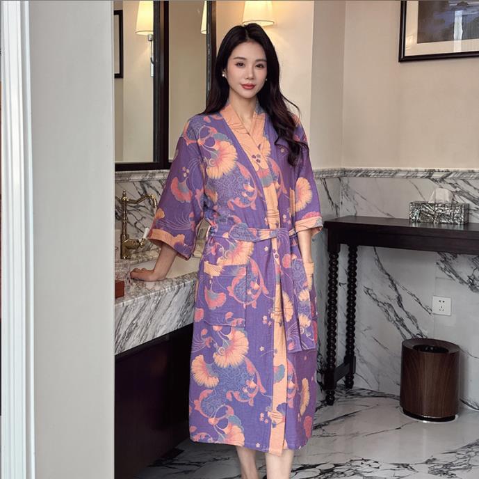 Cotton Gauze Print Kimono Robe - Summer Gauze Clothing recension och pris