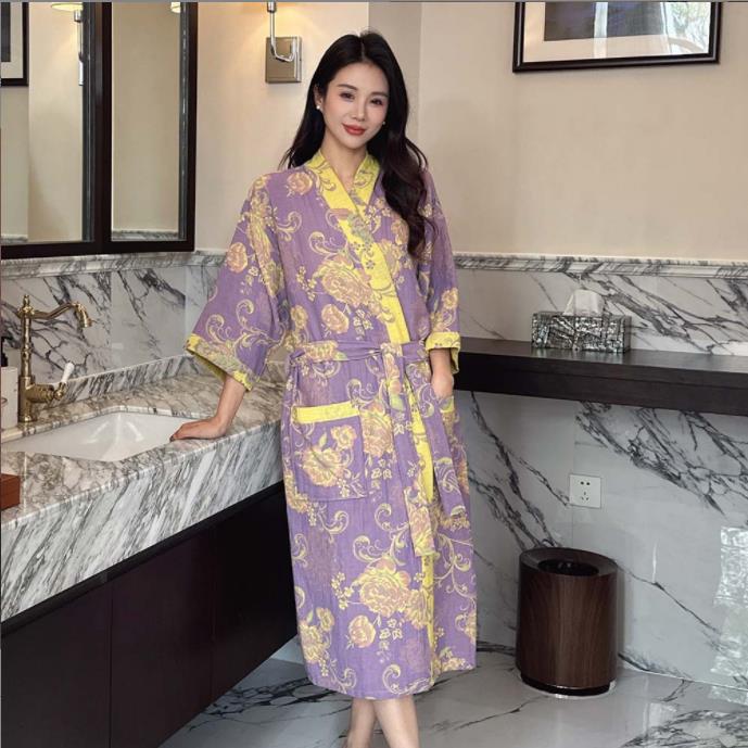 Cotton Gauze Print Kimono Robe - Summer Gauze Clothing recension och pris
