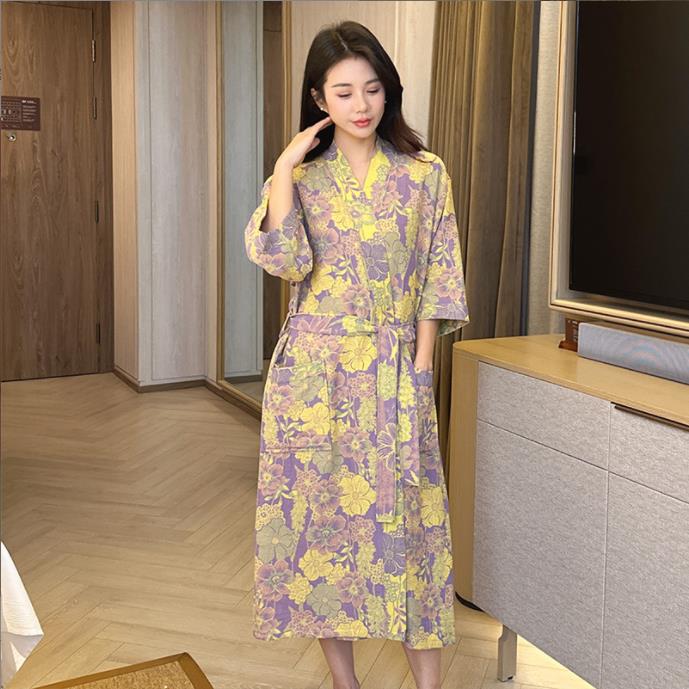 Cotton Gauze Print Kimono Robe - Summer Gauze Clothing recension och pris