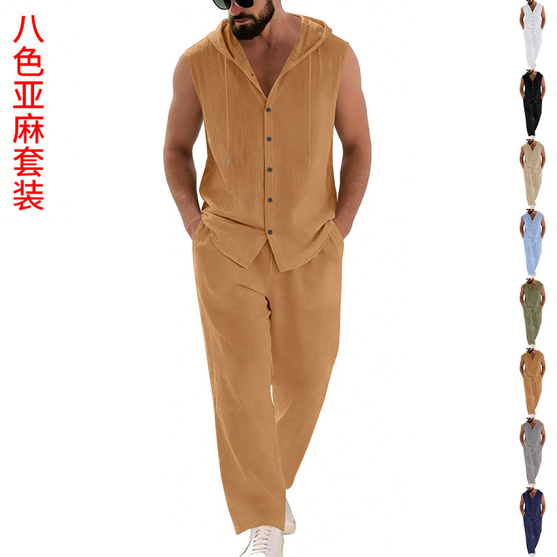 Men's Casual Linen Suit Hooded - Summer Outdoor Clothing recension och pris