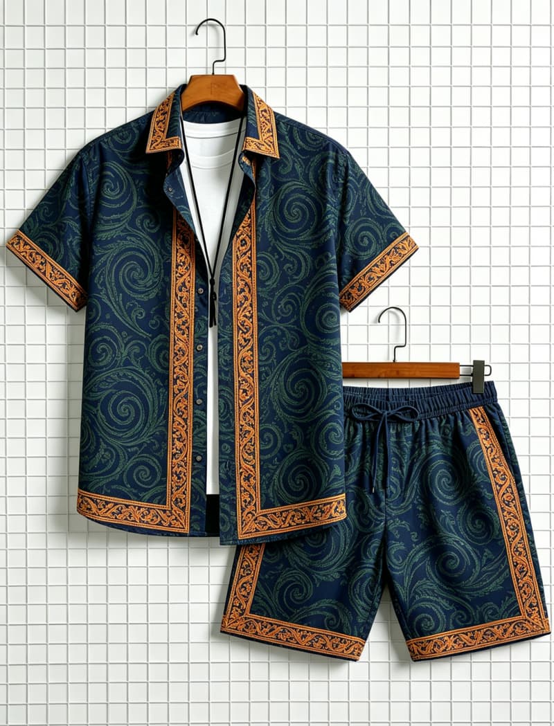 Men's ethnic border printed sh - Summer Outdoor Clothing recension och pris
