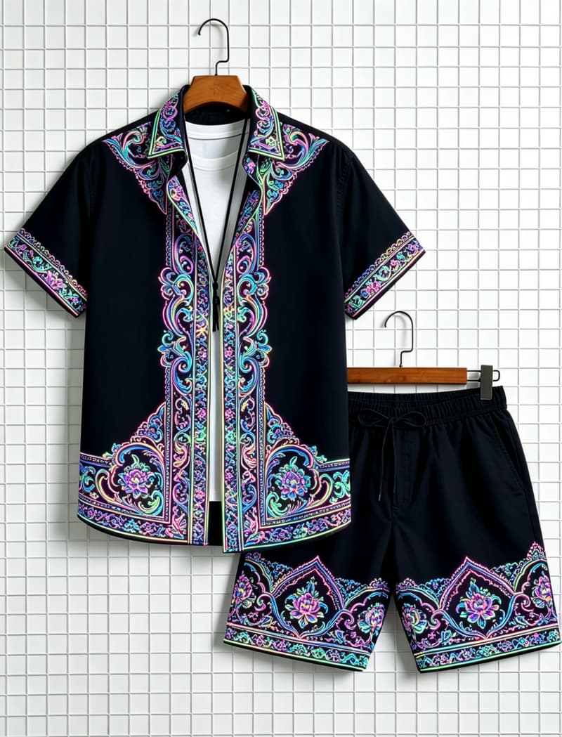 Men's ethnic border printed sh - Summer Outdoor Clothing recension och pris