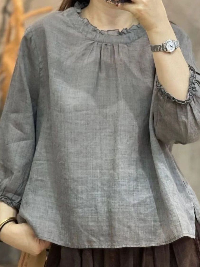 Elegant Cotton Linen Nine-Quar - Summer Clothing Old Money recension och pris