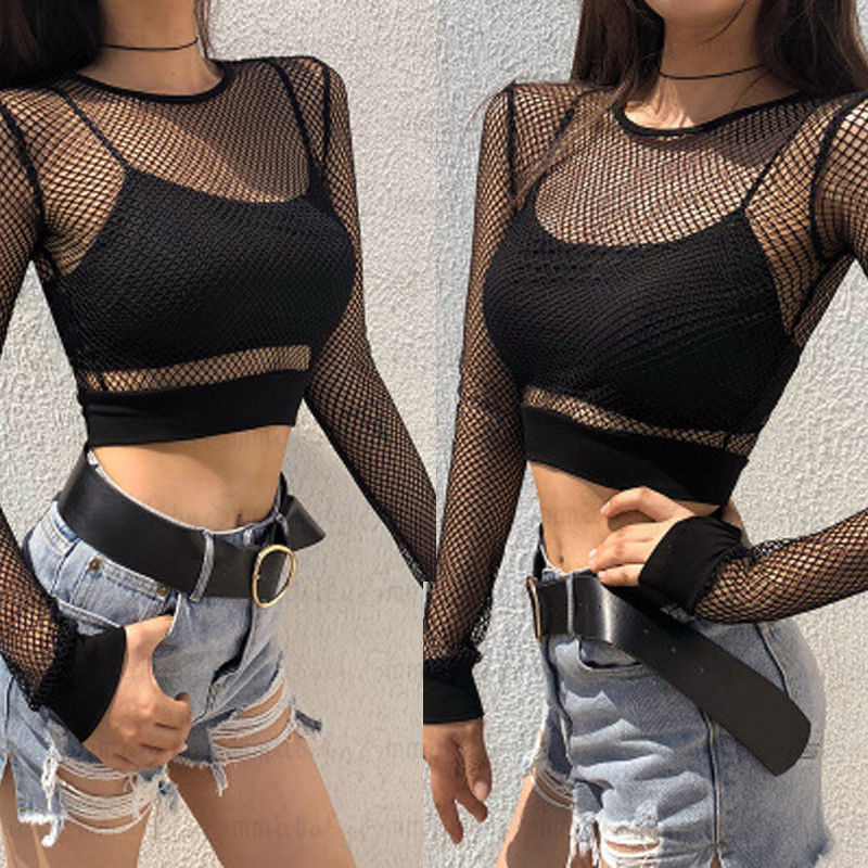 Sexy Black Hollow Out Mesh Fem - Summer Clothing Old Money recension och pris
