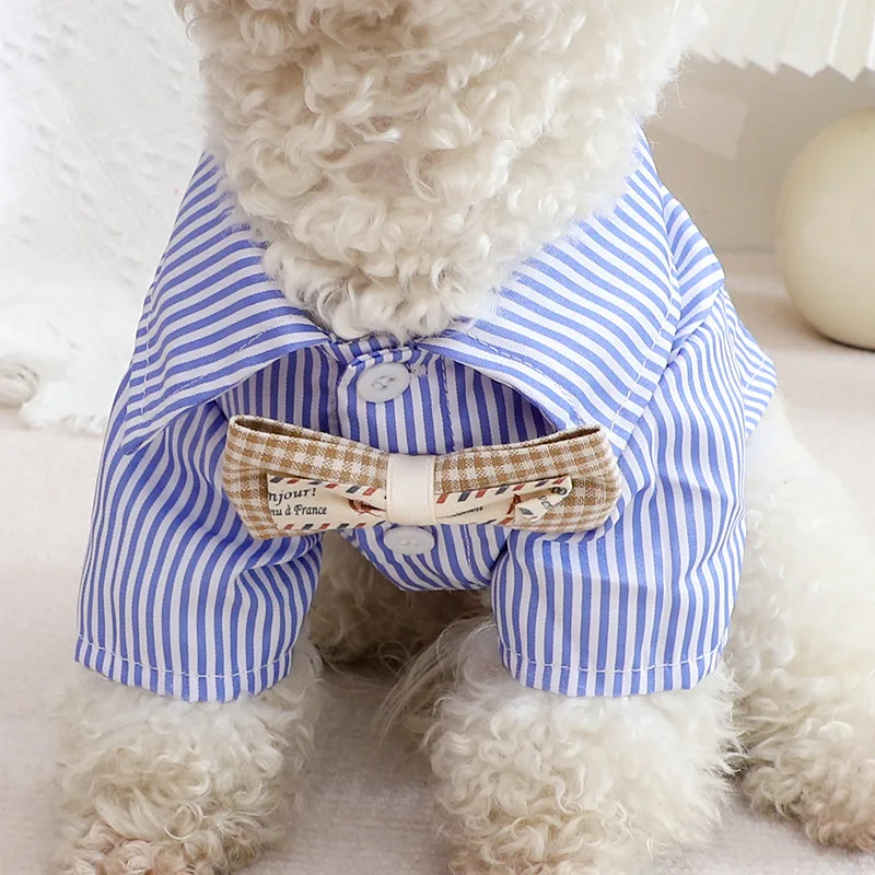 Dog Clothes Bowknot Striped Sh - Summer Dog Clothing recension och pris