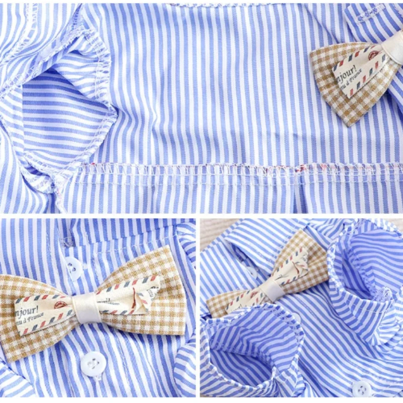 Dog Clothes Bowknot Striped Sh - Summer Dog Clothing recension och pris